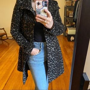 Via Spiga Leopard Print Walker Coat Jacket